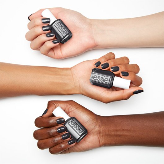 climbing high black nail polish on 3 skintones