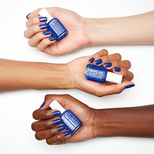 push play blue nail polish on 3 skintones