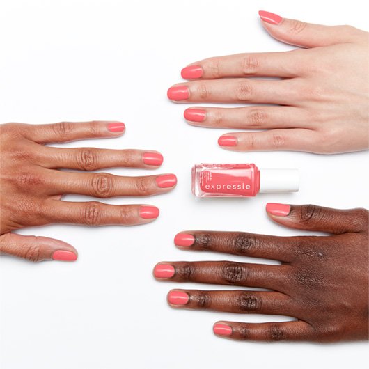  literal legend coral nail polish on 3 skintones